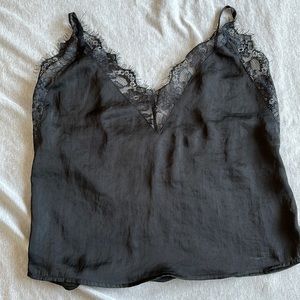 Satin and lace strap top